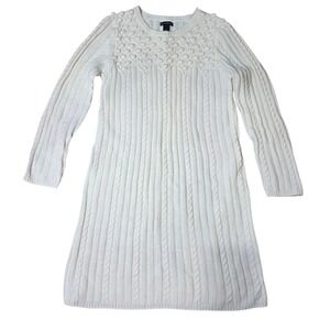 New Directions Petite Cream Cable Knit‎ Sweater Dress Long Sleeve PL